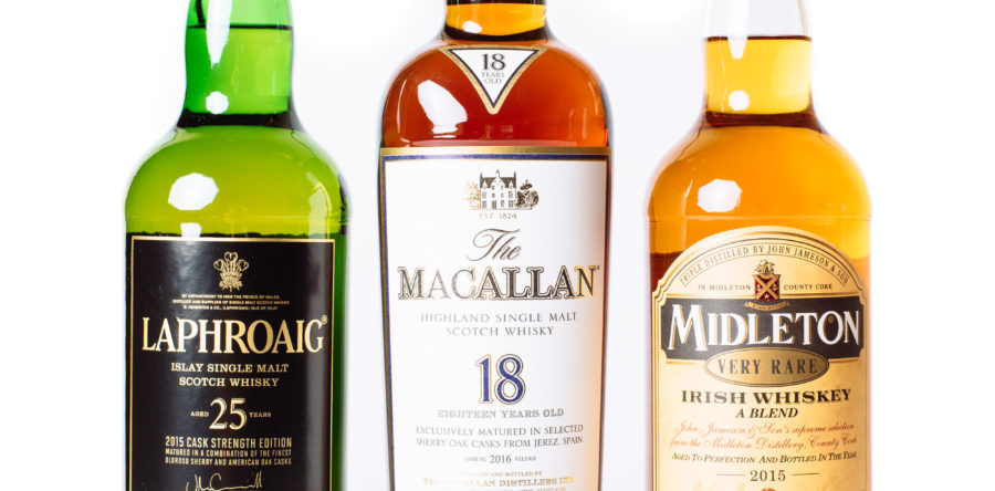 High-end Scotch and Irish Whiskies